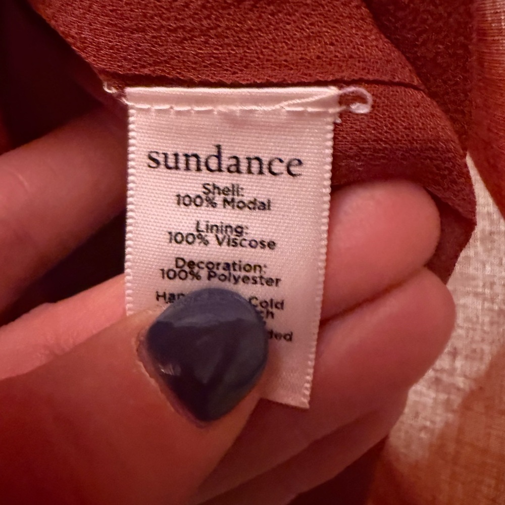 Sundance Embroidered Boho Mini Dress Rust Brown Petite Small PS - Picture 7 of 8